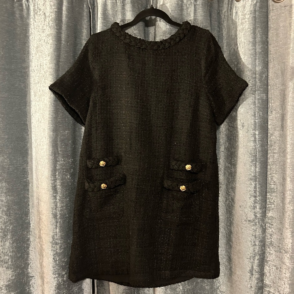 Black mini shift dress